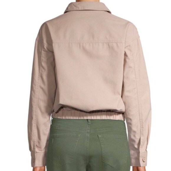 3/$30 Utility Style Cropped Jacket, Taupe - Picture 3 of 9